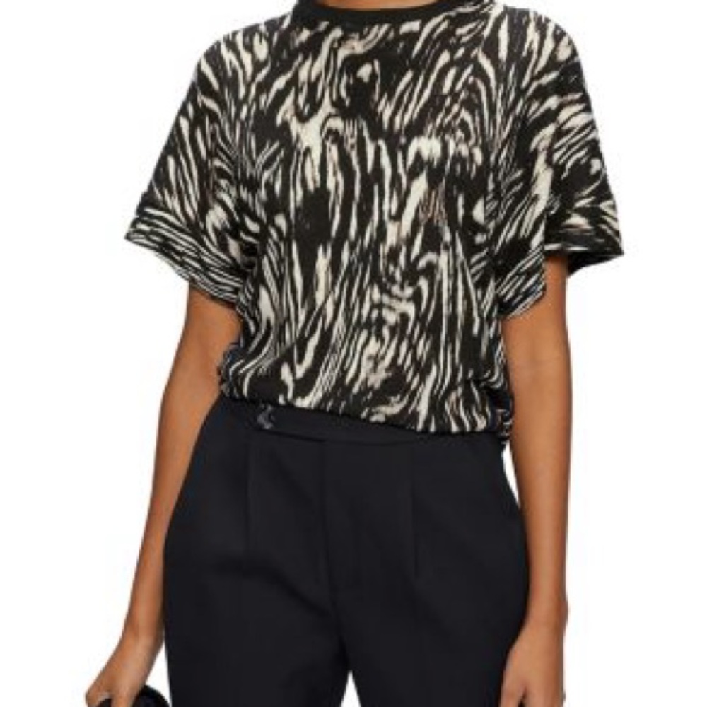 Ted Baker zebra print cotton and linen blend t-shirt - Small